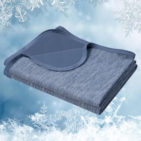 WOLTU Couverture d'Été, 100x120cm, Couverture Rafraîchissante Fibre Arc-Chill Double Face Couverture de Refroidissement, Bleu