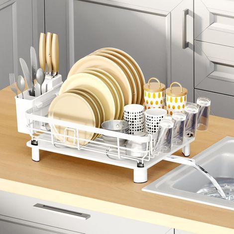 1 Égouttoir Vaisselle Metal, Grande Capacité, Plateau Drainant, Porte Couverts, Cuisine (1/5)