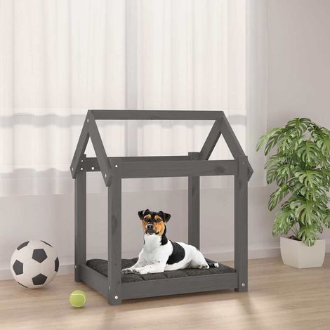 Lit pour chien Gris 61x50x70 cm Bois de pin solide (1/5)