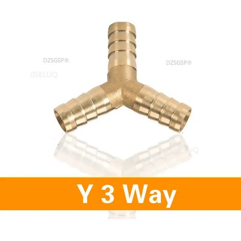 Raccord en T à 3 voies en laiton (8 mm) avec adaptateur et embout cannelé. (1/5)