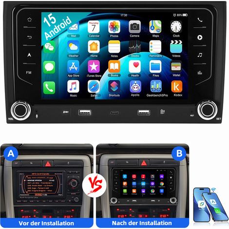 Pour Audi A4 8E 8H B6 B7 2000-2009 Android 15 Autoradio GPS USB Type-C WIFI Carplay 4+64G