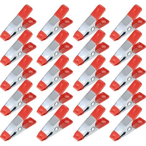 20 Pièces Pinces à Ressort Métal, Modélisme Pince à épiler, Metal Spring Clamps, Pinces à Linge Grip Holder pour Bâche, Camping, Tarpaulin, Travail Bois, Outil de Modélisation - 2 Pouces (1/5)