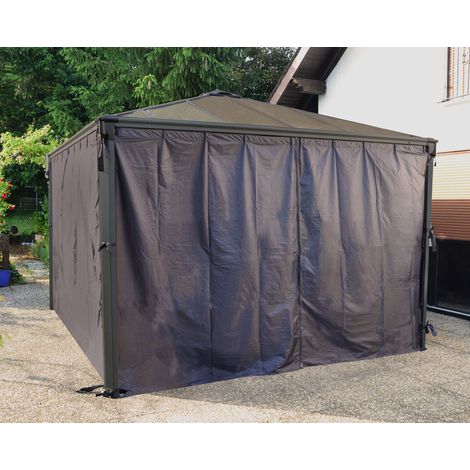 Curtain Set for Square Gazebo - Polyester - L217 x W366 cm - Grey (Gazebo Not Included) (1/5)