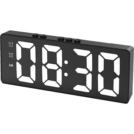 Réveil numérique LED, horloge de bureau électronique, idéale pour la maison, la chambre ou le bureau (noir) (1/5)