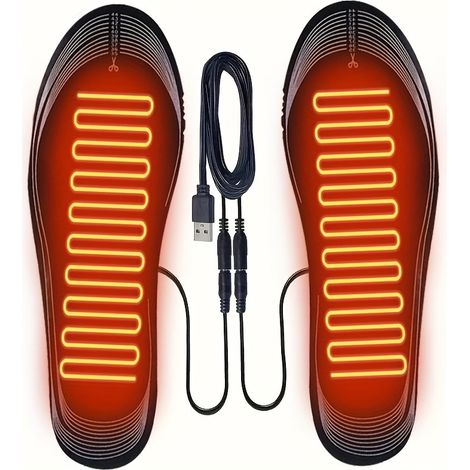 Semelles chauffantes USB découpables (paire), semelles chauffantes alimentées par USB, semelles unisexes, indispensables pour rester au chaud en hiver, à l'intérieur comme à l'extérieur. (1/5)