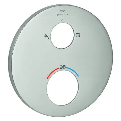 GROHE Rosace 49244, ronde, pour façades de mitigeurs thermostatiques, supersteel, 49244DC0
