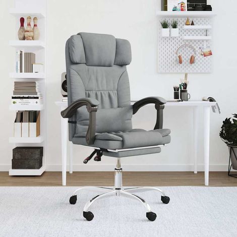 vidaXL Silla de oficina reclinable con masaje de tela gris claro (1/5)