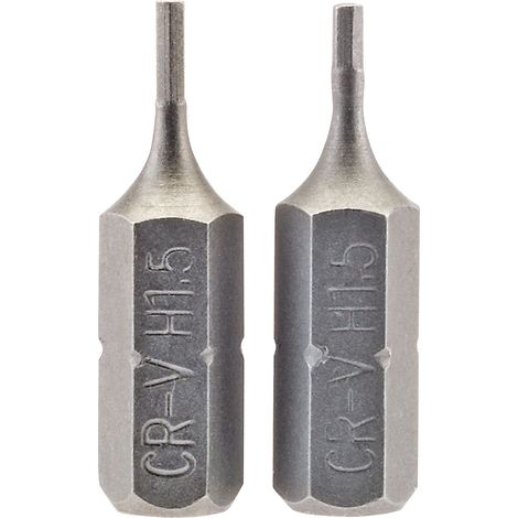 Draper 2-Piece 25mm Long 1.5mm Hex (1/4") Hexagonal Insert Bits Set (1/5)