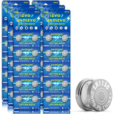 Piles bouton Batterien AG10 LR54 189 389 1.5V Piles bouton alcalines, 60 pièces, sans mercure, emballage sécurisé pour enfants[5 ans de garantie de stockage] (1/5)