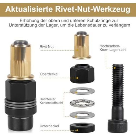 Jeu de pinces à riveter, 6 pièces, pour riveter les écrous M3, M4, M5, M6, M8, M10, riveteuse manuelle, écrous à enfoncer, outil pour riveter les écrous, conçu pour les espaces restre (1/4)