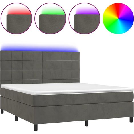 Maison Exclusive - Sommier à lattes de lit matelas et LED Gris foncé 160x200 cm (1/5)