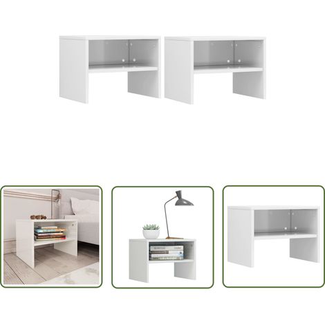 The Living Store Nachttische 2 Stk. Hochglanz-Weiß 40x30x30 cm Holzwerkstoff - Nachtschrank - Nachttisch - Holzwerkstoff Möbel - Weißes Schlafzimmer - Wohnzimmerstil (1/5)