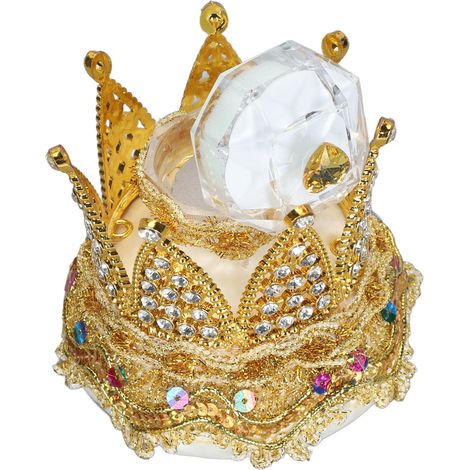 Crown Ring Box – Luxuriöse, romantische Verlobungsringbox, tragbares, kompaktes Ehering-Etui, Mehrzweck-Schmuckaufbewahrungsbox 5980 (1/5)