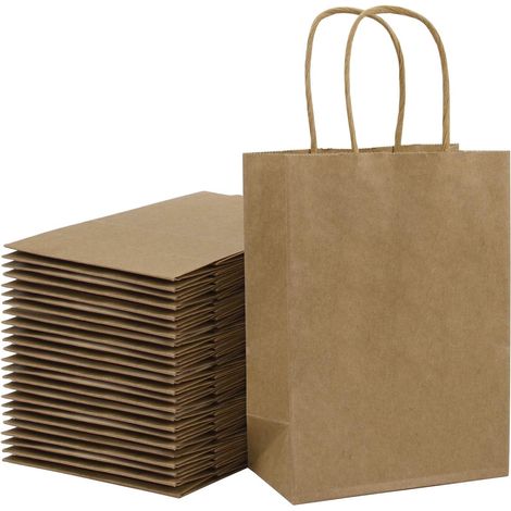 Loveinside 21X11X27 cm Papiertüten Medium Kraft Brown Geschenktüten Bulk Mit Griffen Für Geburtstag Hochzeitsfeier Gefälligkeiten 25 Stück/Set