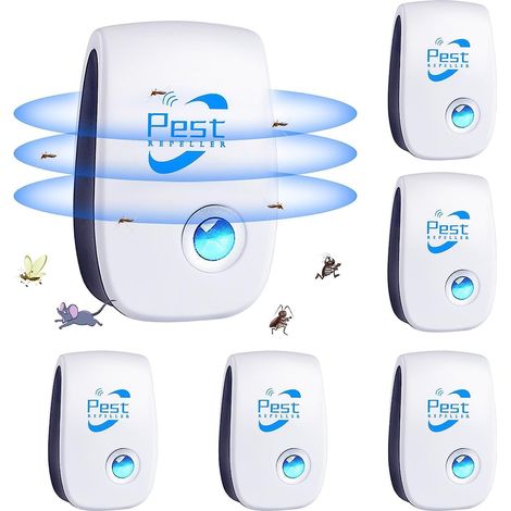 Ultrasonic Rodent and Insect Repellent, 6 pcs Ultrasonic Mosquito Repellent for Mice, Rats, Ants, Spiders, and Mosquitoes, Indoor Electronic Insect Repellent for Mice, Rats, Ants, Spiders, and Mosquit (1/5)
