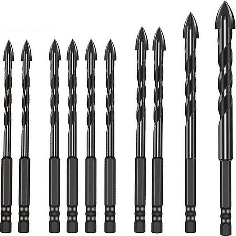 10-teiliges Set YG8 Hartmetall-Vierkant-Querbohrer für Marmor, Keramikfliesen, Wände und Ziegel – Zugang für Bohrlöcher