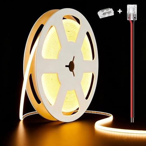 12V COB LED Strip Warm White 2700K 2.5m 400LED/m CRI90+ Dimmable Sticker Strip Striscia Strip Light (1/5)