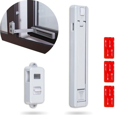 Grauer Fensterriegel für nach innen oder außen öffnende Fenster, Holz-, Metall- oder PVC-Rahmen, maximale Breite 3,5 cm, Sicherheitsschloss (1/5)