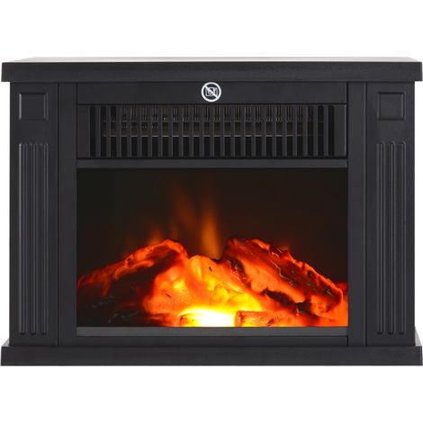 HOMCOM Cheminée électrique à effet flamme poêle design moderne thermostat 600-1200 W Noir (1/5)