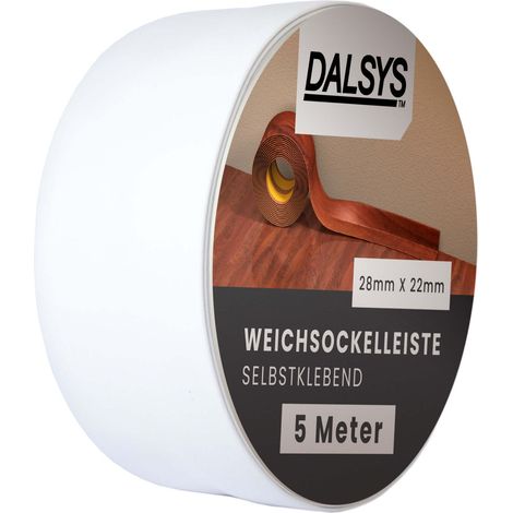 Dalsys plinthe souple autocollante plinthe adhésive, plinthe de finition pour joints dans le séjour, la cuisine, la salle de bain, en PVC synthétique - Blanc 5m