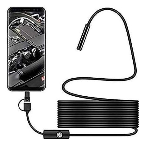 Caméra d'inspection USB C étanche 2.0 MP IP67 Câble semi-rigide 5m 6 lumières LED réglables Rotation 360° pour zones inaccessibles (1/3)