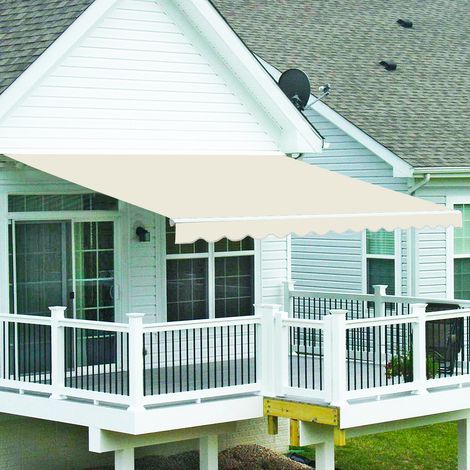 Greenbay 3.5 x 2.5m Manual Awning Garden Patio Canopy Sun Shade Shelter Retractable Cream