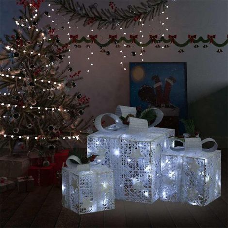 Cajas decorativas de regalo navideñas, 3 unidades, para exterior/interior (1/5)