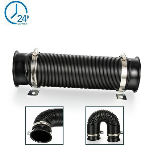 Tuyau D'admission D'air - Diamètre 76 Mm - Extensible 30 À 80 Cm - Aluminium Et Abs - Noir - 1 Pièce (1/5)