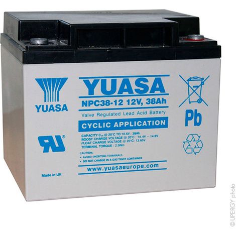 Yuasa - Batterie plomb AGM YUASA NPC38-12 12V 38Ah M5-F