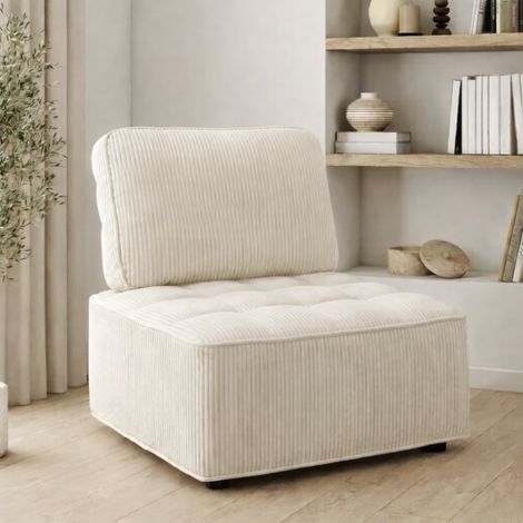 Módulo de sofá y sillón de pana beige ALFIE