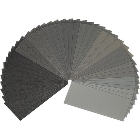 Papier de Verre, Papier Abrasif 120/150/180/240/320/400/600/800/1000/1200/1500/2000/2500/3000 Grains Utilisé pour polir le métal le bois les voiture, 42 Pièces Papier à Poncer 9x3,6 pouces (1/5)