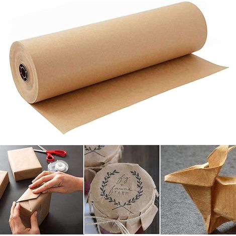 1 Rouleau papier kraft, 30,5cm x 30,5m, résistant humidité, surface lisse, emballage cadeau loisirs créatifs (1/5)