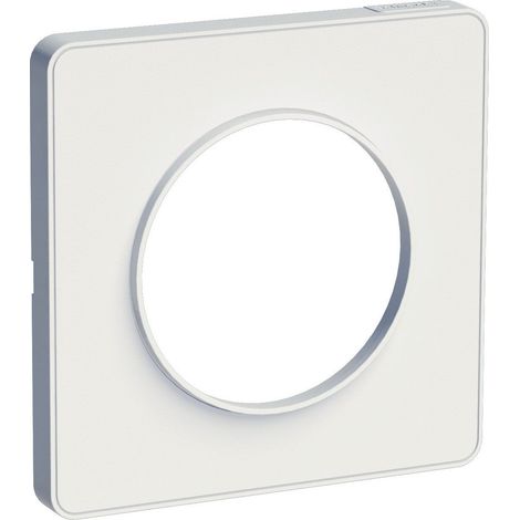Schneider Electric – Plaque simple Odace Touch – Liseré blanc – Plastique mat – Pour installation en intérieur – 85x85mm