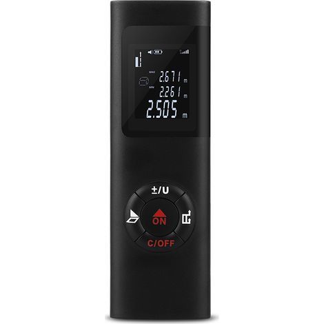 60m Laser Rangefinder – Portable, digital, measures distance, area and volume, IP54, backlit LCD screen, USB rechargeable (1/5)