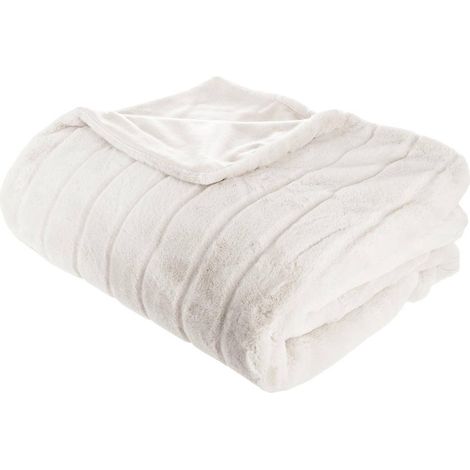 Plaid Fourrure Manoir Blanc 180 x 230 cm - Atmosphera (1/4)