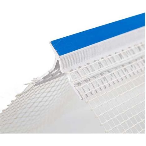 Paraspigolo in pvc con gocciolatoio e rete - barra 2,5 metri bianco (1/4)