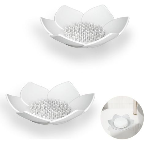 CCYKXA  2-Piece Silicone Soap Dish, Non-Slip Soap Holder with Drain, Bathroom Soap Dish, Solid Soap Holder for Shower, Kitchen and Bathtub (White) (1/5)