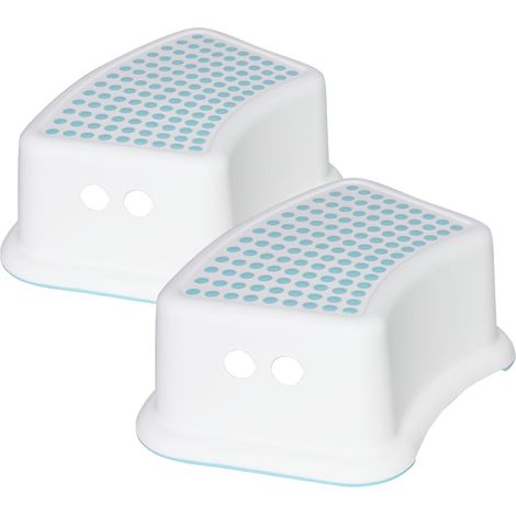 2er-Pack TinySteps 1-Stufen-Kindertreppe 35x25x13cm Weiß/Blau 7house
