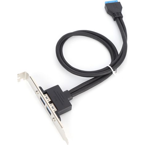 Câble double USB avec déflecteur, carte mère 19 broches vers double port A femelle, rallonge, support de panneau arrière, noir (1/5)