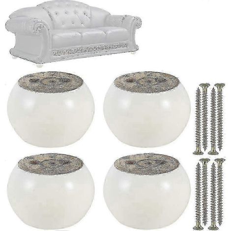 Quatre pieds de meubles en bois d'eucalyptus noir, de 50 mm de hauteur, compatibles avec les canapés, les lits et les armoires, de 26 à 27 pouces, blancs. (1/5)