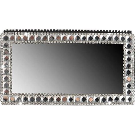 Auto-Visierspiegel, Make-up-Spiegel, Bling Bling, selbstklebend, tragbar, Edelstahl, Auto-Make-up-Spiegel, Auto-Kosmetikspiegel, 15 cm x 8 cm, weiß (1/4)