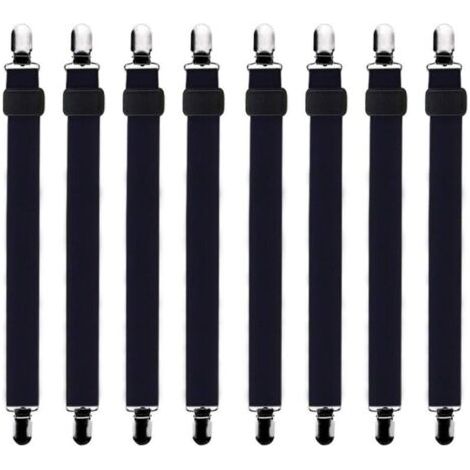 Sangles de drap-housse réglables (60 cm à 200 cm), adaptées à tous les types de lits et de matelas, noires. (1/4)