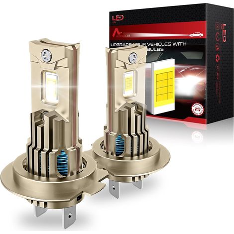H7 LED Bulb, 32000LM 60,000 Hours Lifespan, 6500K Cool White Light, Suitable for Cars and Motorcycles, Halogen Bulbs, Ready to Use, Pack of 2 (1/5)