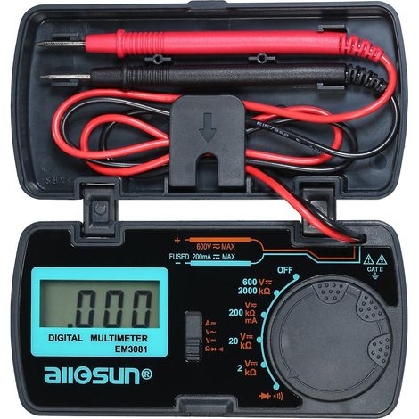 Mini-Taschen-Digitalmultimeter mit manueller Messbereichsanzeige (DMM) für Gleich- und Wechselspannung, Gleichstrom, Ampere, Ohm, Dioden und Koeffizienten