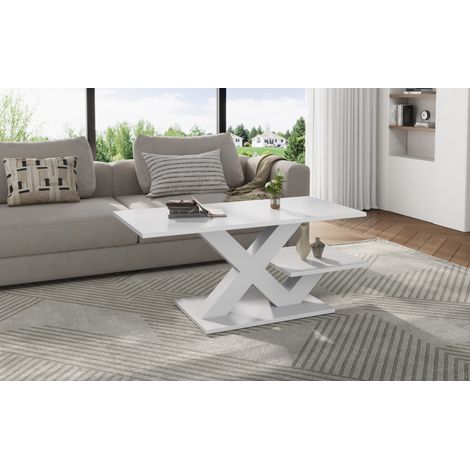 Tisch aus MDF in Weiß Hochglanz 100 x 48 x 45 cm, rechteckig, 10 kg (1/5)