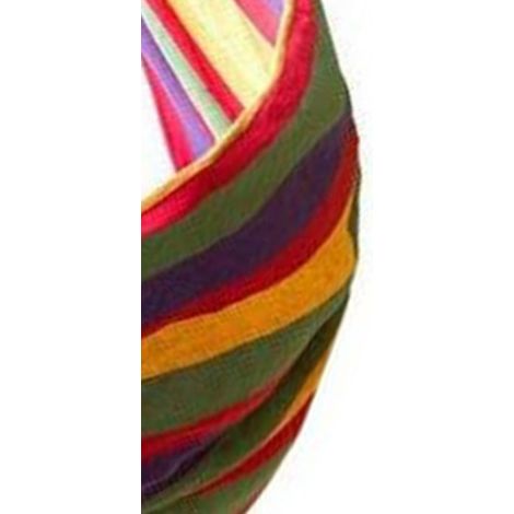 Hamac de camping double portable avec deux sangles, hamac en tissu rayé coloré, adapté à une utilisation intérieure et extérieure, rouge. (1/5)
