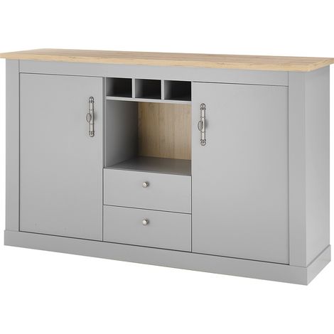Landhaus Wohn-/Esszimmer Sideboard in grau mit Artisan Eiche Nb. CHATHAM-61, B/H/T ca. 166/100/44 cm (1/5)