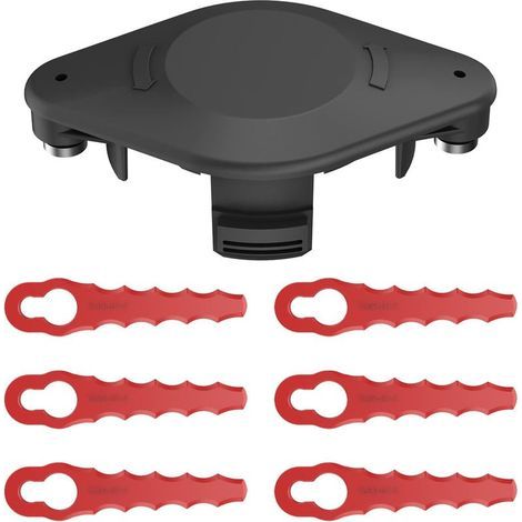 Tête double lames dentelées TLBR-01-1 – +6 lames – coupe-herbes hautes / épaisses – compatible Black & Decker A6481 / A6485 / AF-100 (1/5)