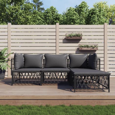 4 pcs Salon de jardin, Ensemble table et chaises de jardin, Meuble de jardin anthracite acier MKW981367 (1/5)