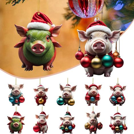 Guirlande De Noël En Forme De Cochon - Décoration Arbre De Noël En Acrylique - Ornements Festifs Pour Intérieur - Lot De 1 (1/5)